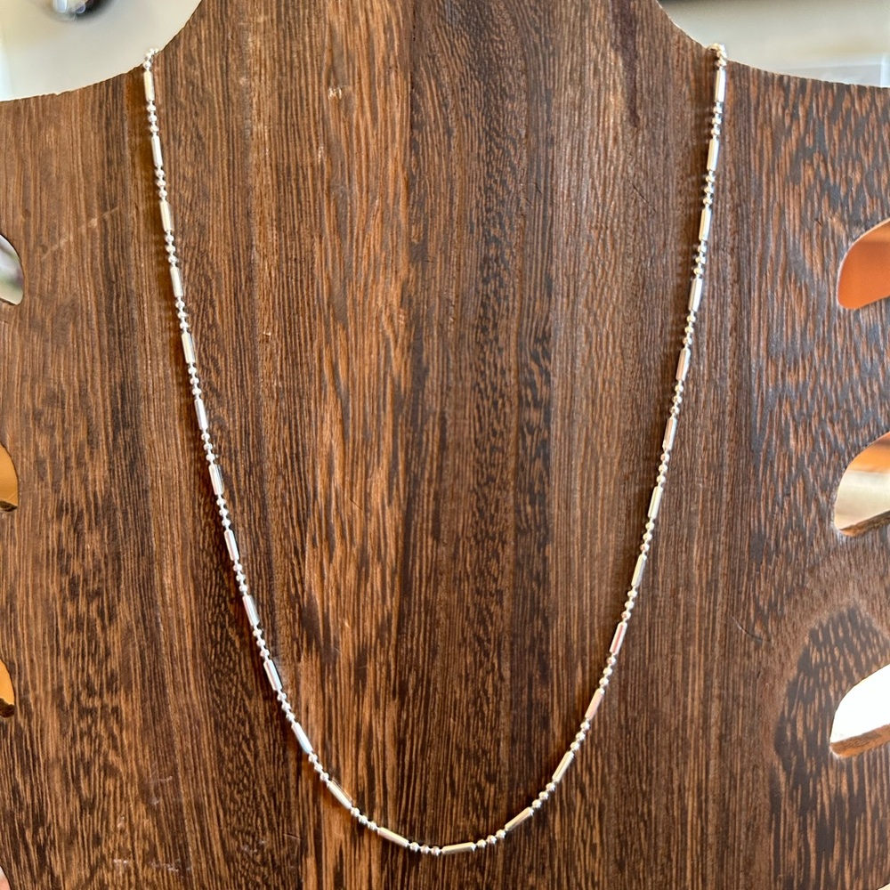 Sterling Silver Dot Dash Bead Chain Necklace